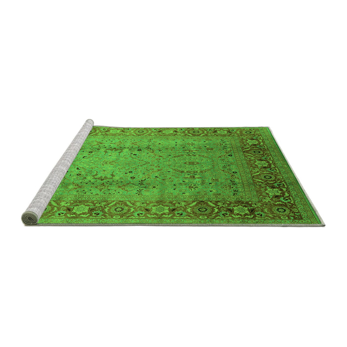 Sideview of Machine Washable Oriental Green Traditional Area Rugs, wshurb1067grn