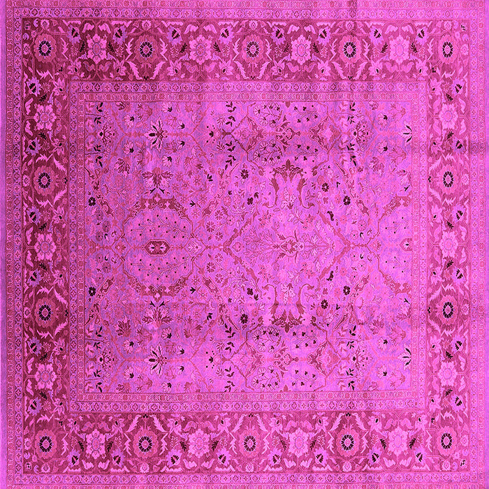 Square Machine Washable Oriental Pink Traditional Rug, wshurb1067pnk