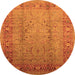 Round Oriental Orange Traditional Rug, urb1067org