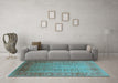 Machine Washable Oriental Light Blue Traditional Rug in a Living Room, wshurb1067lblu