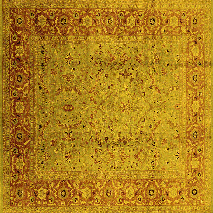 Square Machine Washable Oriental Yellow Traditional Rug, wshurb1067yw
