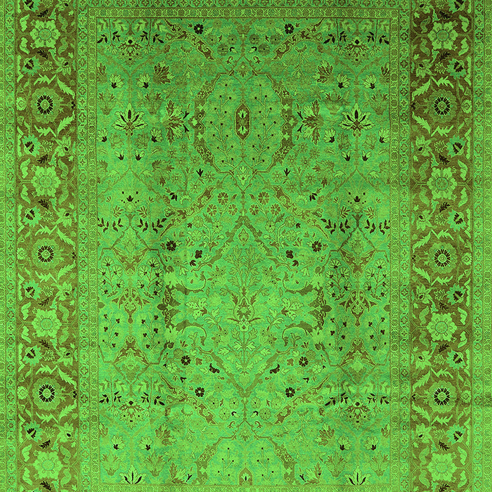 Machine Washable Oriental Green Traditional Area Rugs, wshurb1067grn