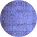 Round Oriental Blue Traditional Rug, urb1067blu