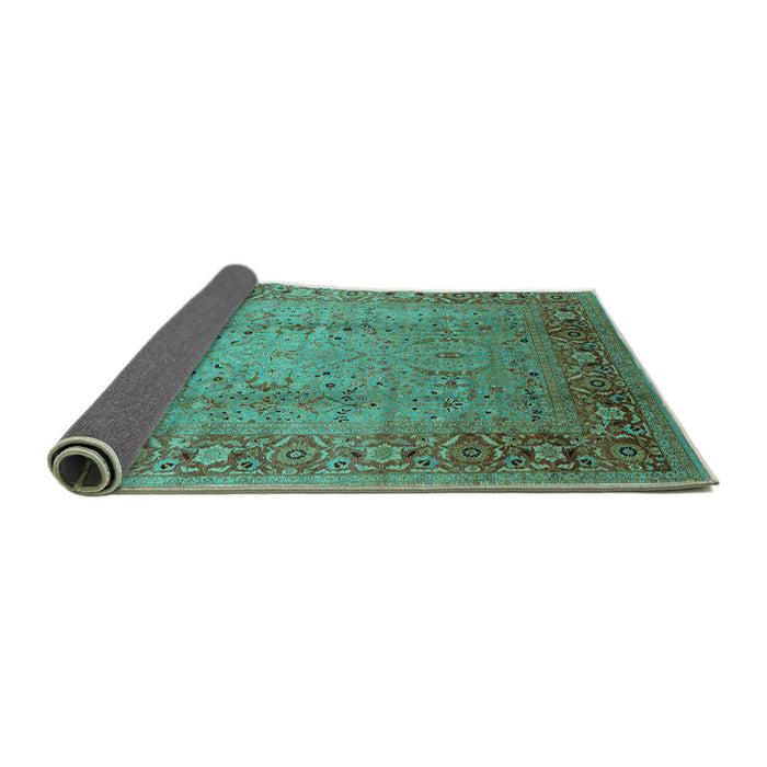 Sideview of Oriental Turquoise Traditional Rug, urb1067turq