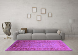 Machine Washable Oriental Purple Traditional Area Rugs in a Living Room, wshurb1067pur