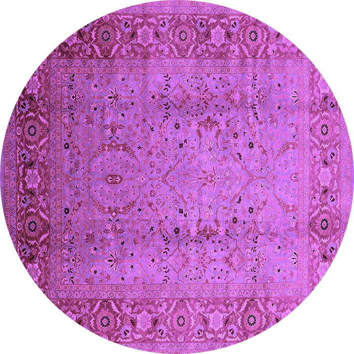 Round Machine Washable Oriental Purple Traditional Area Rugs, wshurb1067pur