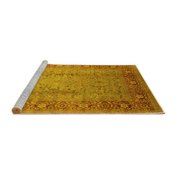 Sideview of Machine Washable Oriental Yellow Traditional Rug, wshurb1067yw