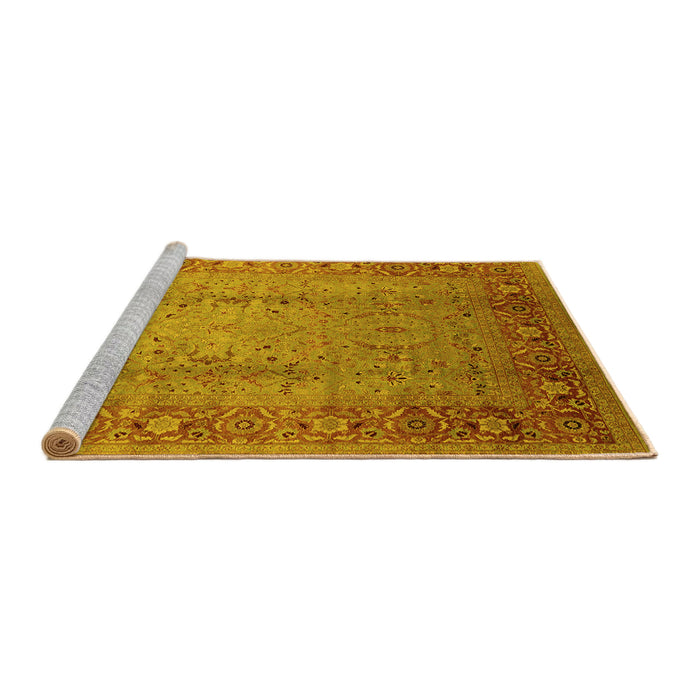 Sideview of Machine Washable Oriental Yellow Traditional Rug, wshurb1067yw