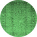 Round Oriental Emerald Green Traditional Rug, urb1067emgrn