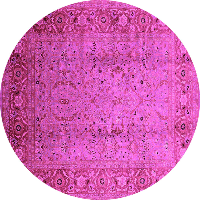 Round Oriental Pink Traditional Rug, urb1067pnk