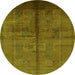 Round Oriental Green Industrial Rug, urb1068grn