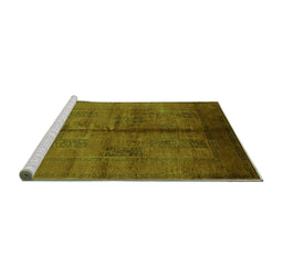Sideview of Machine Washable Oriental Green Industrial Area Rugs, wshurb1068grn