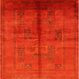 Square Machine Washable Industrial Modern Red Rug, wshurb1068