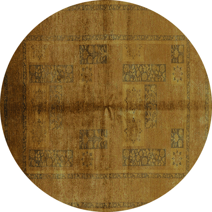 Round Oriental Turquoise Industrial Rug, urb1068turq