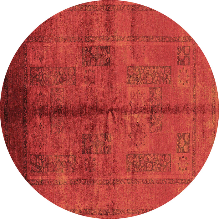 Round Machine Washable Oriental Brown Industrial Rug, wshurb1068brn