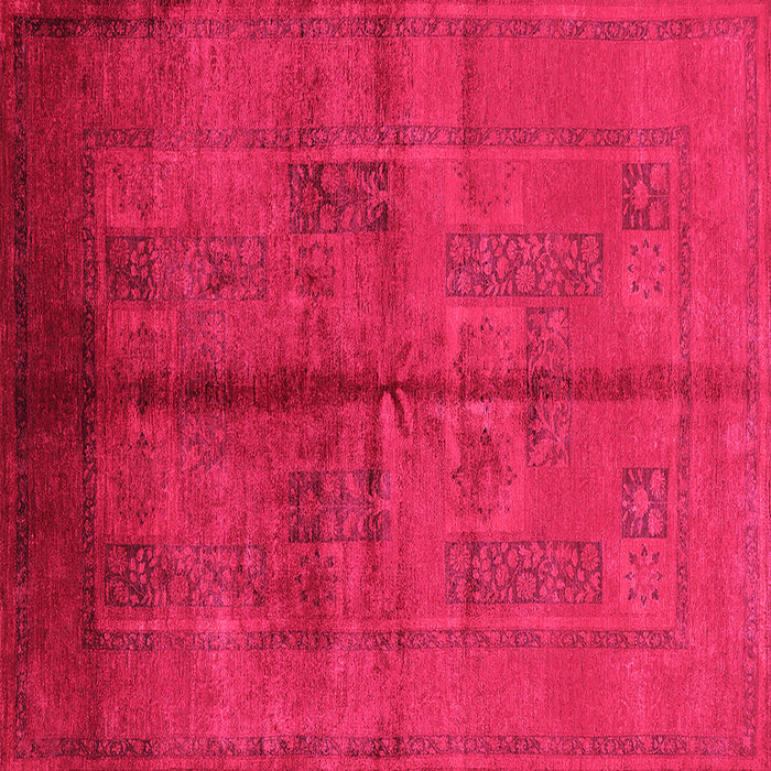 Square Machine Washable Oriental Pink Industrial Rug, wshurb1068pnk