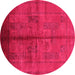 Round Oriental Pink Industrial Rug, urb1068pnk