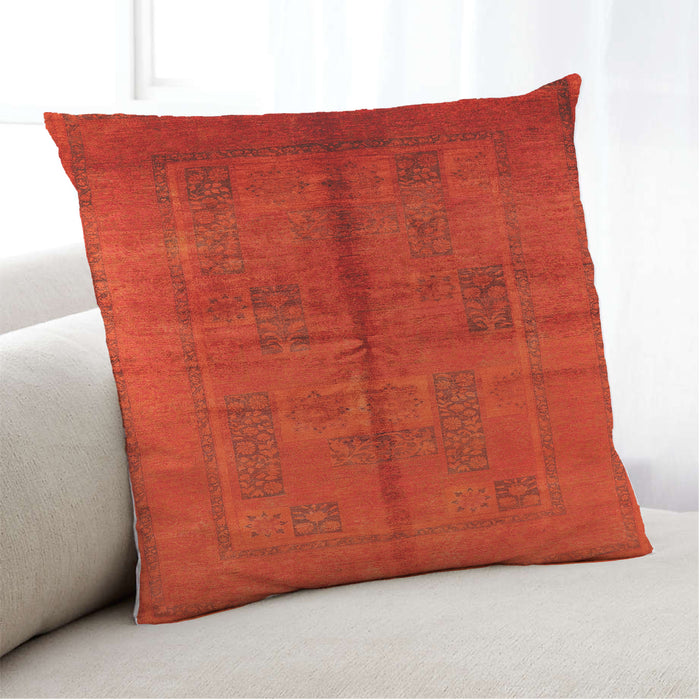 Lifestyle Image of Mid-Century Modern Urban Square Red Throw Pillow, 18 inch by 18 inch, pwurb1068