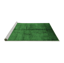 Sideview of Machine Washable Oriental Emerald Green Industrial Area Rugs, wshurb1068emgrn