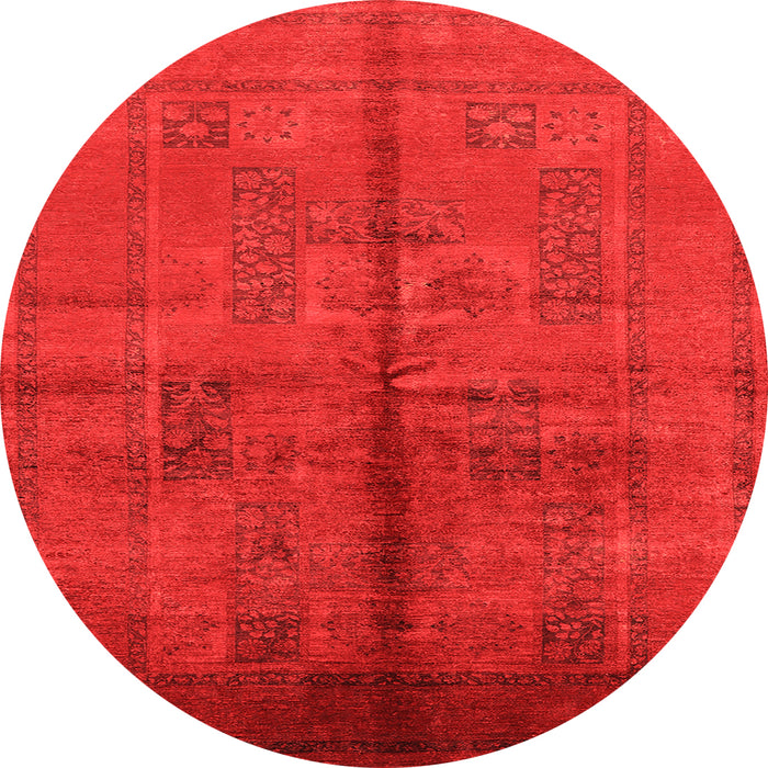 Round Oriental Orange Industrial Rug, urb1068org