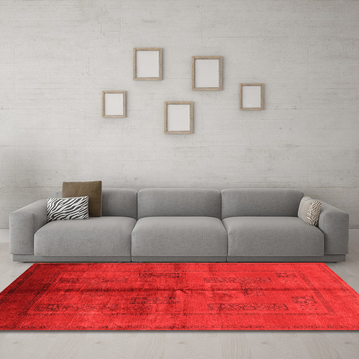 Machine Washable Oriental Orange Industrial Area Rugs in a Living Room, wshurb1068org