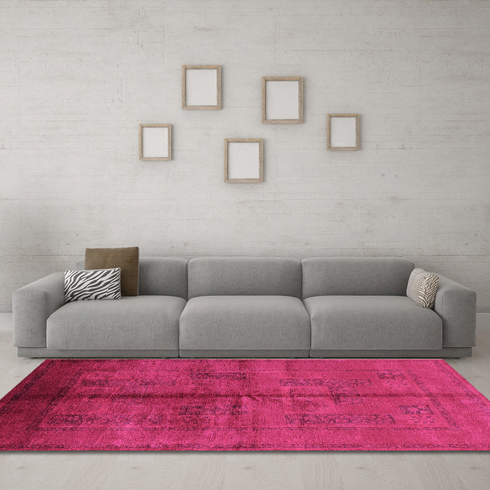 Machine Washable Oriental Purple Industrial Area Rugs in a Living Room, wshurb1068pur