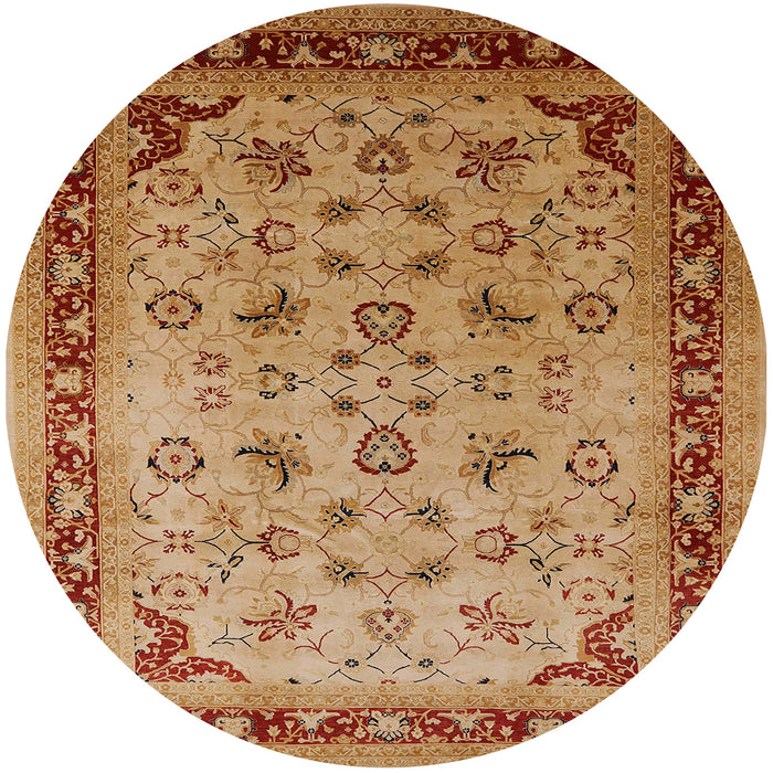 Round Mid-Century Modern Mahogany Brown Oriental Rug, urb1069