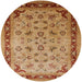 Round Mid-Century Modern Mahogany Brown Oriental Rug, urb1069