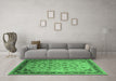 Machine Washable Oriental Emerald Green Traditional Area Rugs in a Living Room,, wshurb1069emgrn