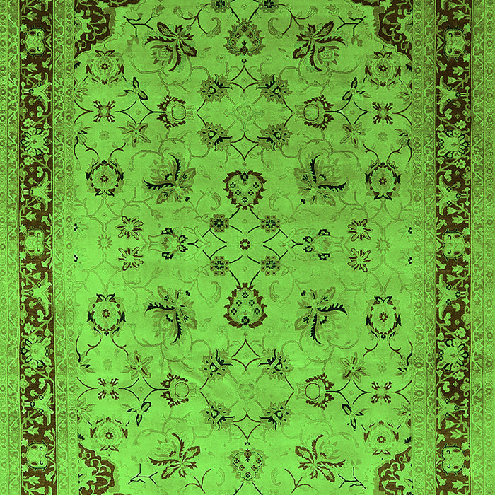 Machine Washable Oriental Green Traditional Area Rugs, wshurb1069grn