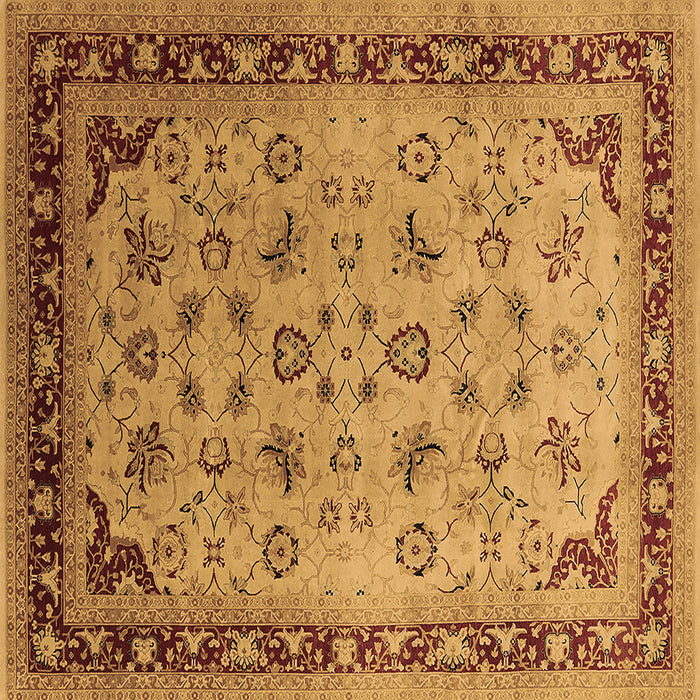 Square Machine Washable Oriental Brown Traditional Rug, wshurb1069brn