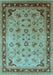 Machine Washable Oriental Light Blue Traditional Rug, wshurb1069lblu