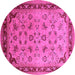 Round Oriental Pink Traditional Rug, urb1069pnk