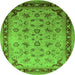 Round Oriental Green Traditional Rug, urb1069grn