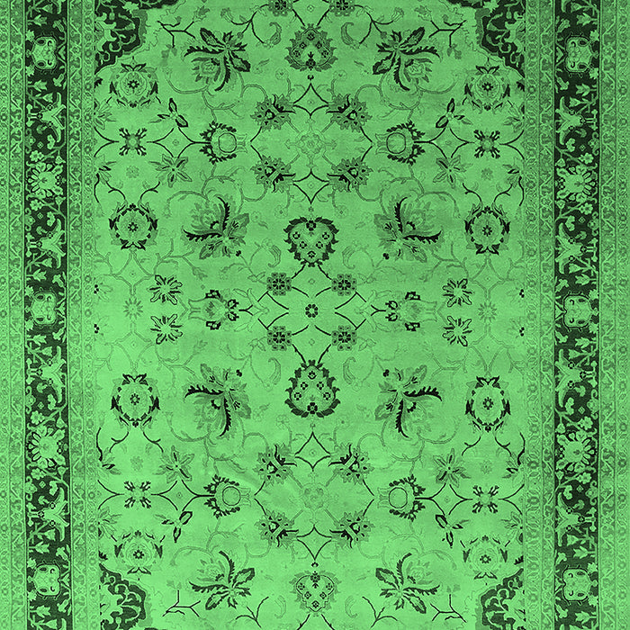 Machine Washable Oriental Emerald Green Traditional Area Rugs, wshurb1069emgrn