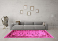 Machine Washable Oriental Pink Traditional Rug, wshurb1069pnk