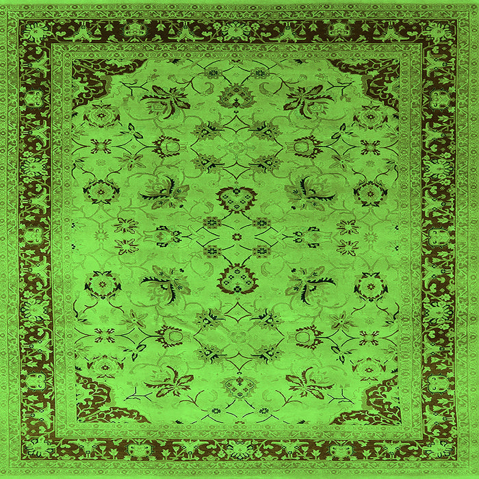 Square Oriental Green Traditional Rug, urb1069grn