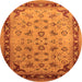 Round Oriental Orange Traditional Rug, urb1069org