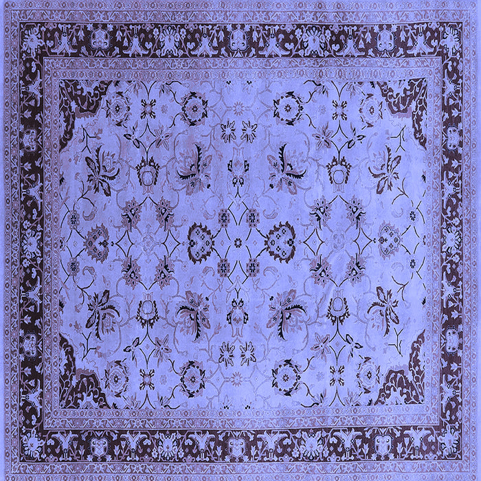 Square Machine Washable Oriental Blue Traditional Rug, wshurb1069blu