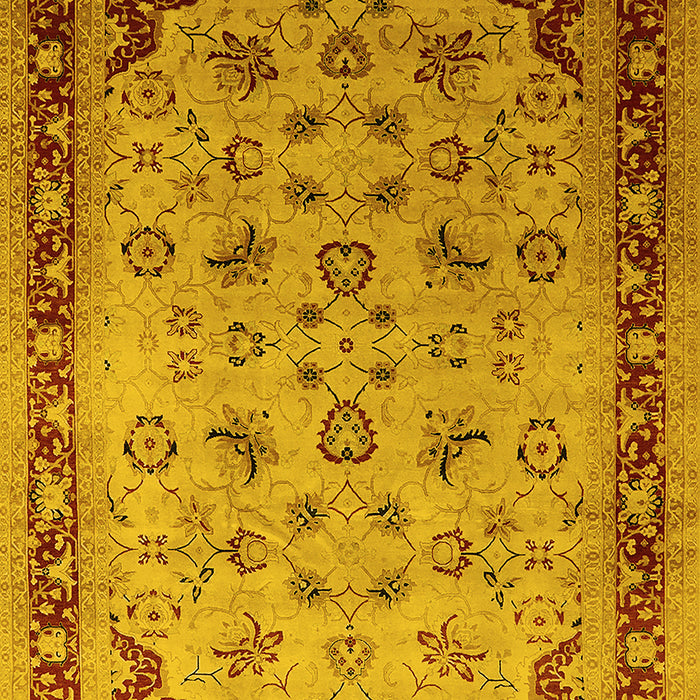 Machine Washable Oriental Yellow Traditional Rug, wshurb1069yw