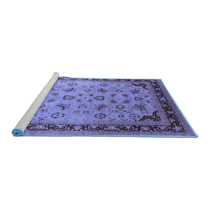 Sideview of Machine Washable Oriental Blue Traditional Rug, wshurb1069blu