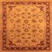 Square Machine Washable Oriental Orange Traditional Area Rugs, wshurb1069org