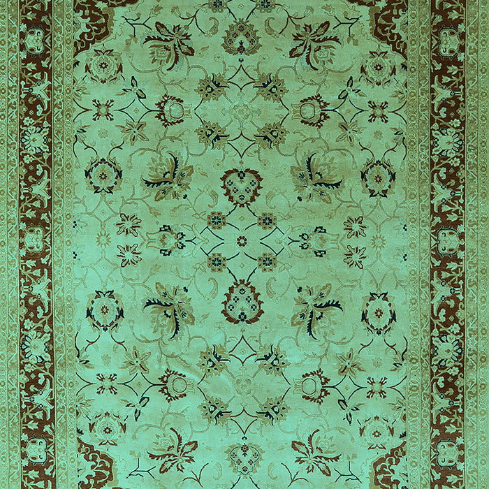 Machine Washable Oriental Turquoise Traditional Area Rugs, wshurb1069turq