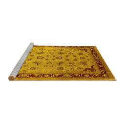 Sideview of Machine Washable Oriental Yellow Traditional Rug, wshurb1069yw