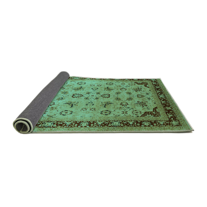 Sideview of Oriental Turquoise Traditional Rug, urb1069turq