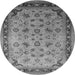 Round Machine Washable Oriental Gray Traditional Rug, wshurb1069gry