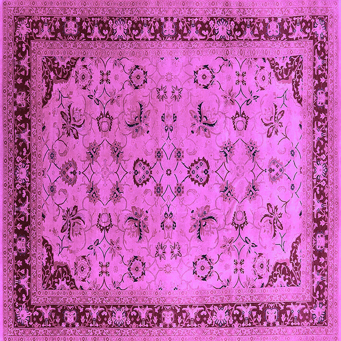 Square Machine Washable Oriental Purple Traditional Area Rugs, wshurb1069pur
