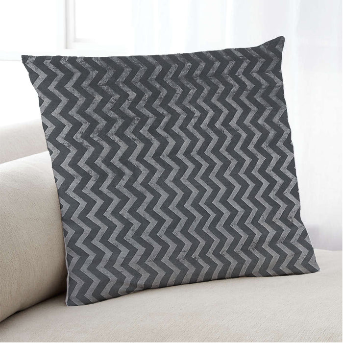 Lifestyle Image of Mid-Century Modern Urban Square Gunmetal Green Throw Pillow, 18 inch by 18 inch, pwurb106