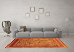 Machine Washable Oriental Orange Industrial Area Rugs in a Living Room, wshurb1070org
