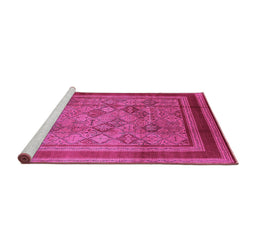 Sideview of Machine Washable Oriental Pink Industrial Rug, wshurb1070pnk